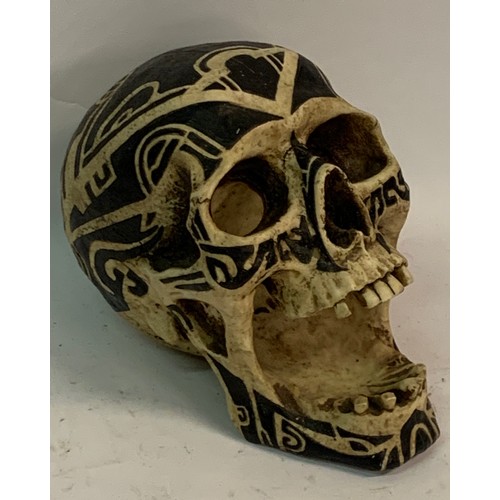 496 - Resin Decorated Life Size Skull