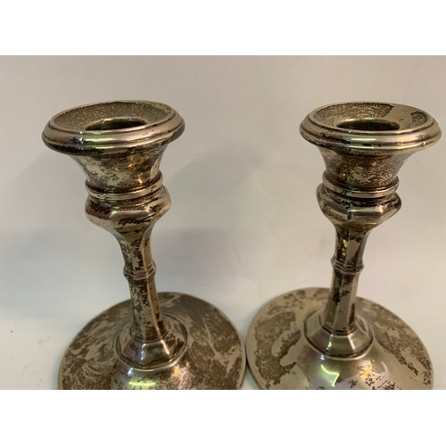 517 - Pair Of Antique Silver Hallmarked Candlesticks Standing 11 cms High