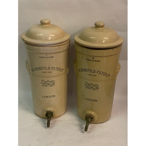 522 - Two Antique Water Filters By The Berkefeld Water Company London With Bronze Dispensing Taps .47 cms ... 