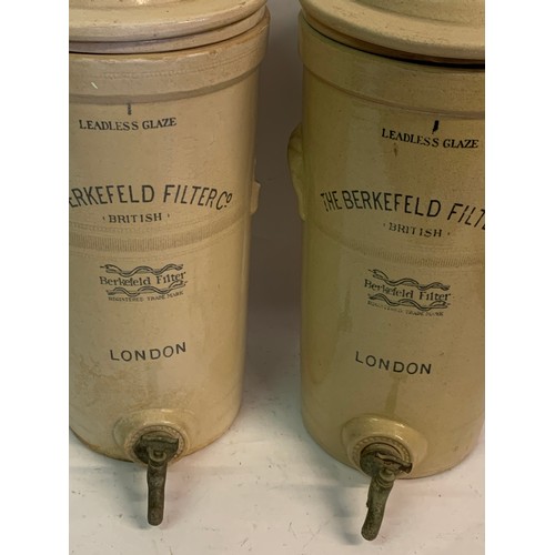 522 - Two Antique Water Filters By The Berkefeld Water Company London With Bronze Dispensing Taps .47 cms ... 