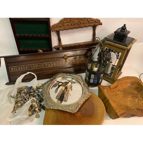 565 - Box Of Various Interesting Items To Include A Vintage Snooker Score Board, Silver Plate , Quantity O... 