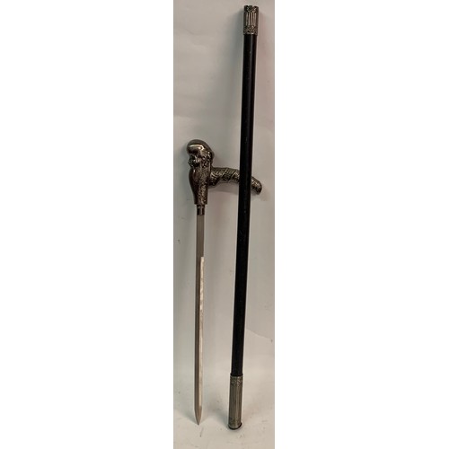 566 - Oriental Style Sword Stick With Immortal Head Handle.