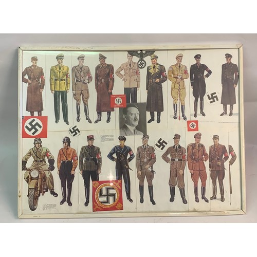 554 - Military Interest Framed And Glazed Bespoke Made Poster Of The German Military Uniforms. 81 x 61 cms