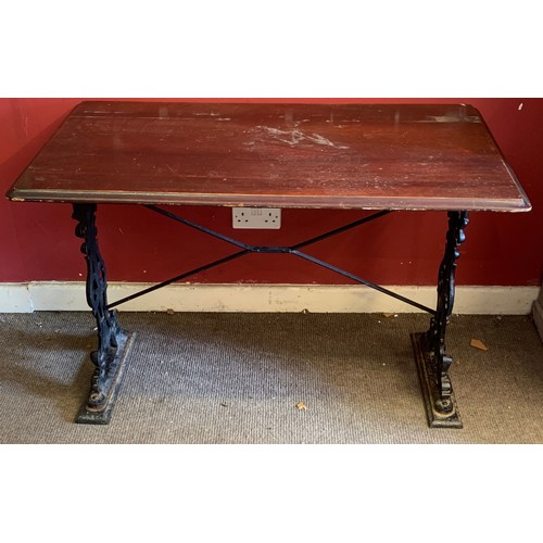 571 - Vintage Table With Decorative Cast Legs. 108 x 62 x 72 cms