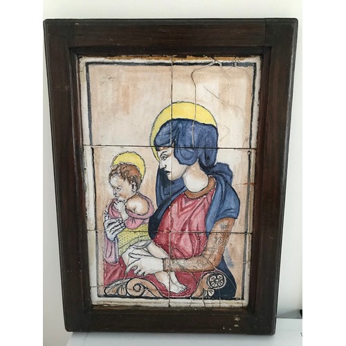 166 - Antique Framed 6 Tiled Picture Of Madonna And Child
48 x 35 cms