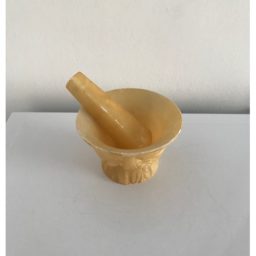 167 - Vintage Alabaster Mortar & Pestle Having Green Man Carved Face
7.5 cms x 11 diameter