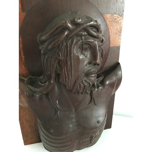 180 - Large Vintage Ebony Carved Wood Depiction Of Jesus