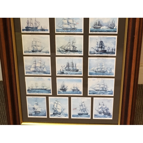 83 - Framed John Player  ship related cards 41cm x 69cm