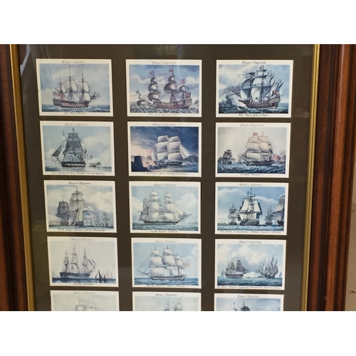 83 - Framed John Player  ship related cards 41cm x 69cm