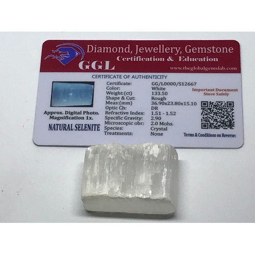 302 - Rough Cut Approximately 133.50 Carat White Natural Selenite  Gemstone With Certificate Yeovil Auctio... 