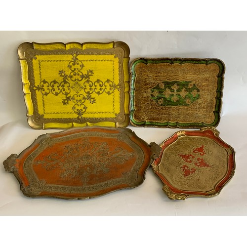 74 - Four Vintage Florentine Trays Largest 62 x 40 cms (4)