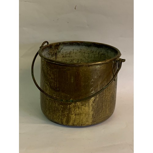 281 - Vintage Brass Swing Handle Bucket With Brass Handle 29 x 24 cms.