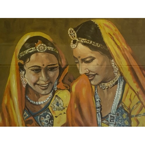 287 - Framed And Glazed Painting Study Of Two Indian Ladies By S.L.Kumar Signed Bottom Right. 66 x 50 cms