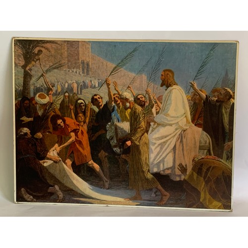 292 - Religious Education Card Poster Plate 32 Jesus In Jerusalem 81 x 62 cms