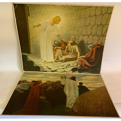 297 - Two Religious Education Card Posters Of Jesus 81 x 62 cms  (2)