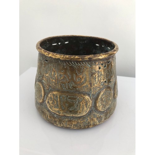 206 - Antique Cairoware Brass Jardiniere 
11 x 12 x 15 cms