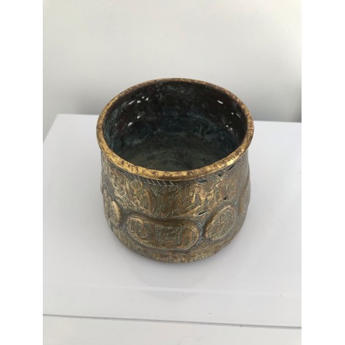 206 - Antique Cairoware Brass Jardiniere 
11 x 12 x 15 cms