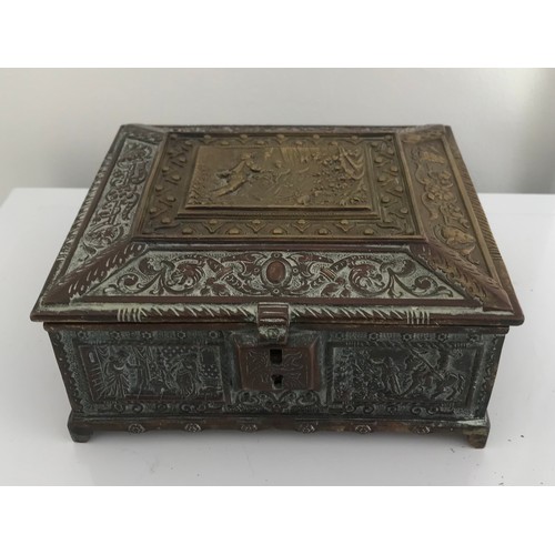 207 - Antique Bronze Medievil Style Casket
18 x 16 x 7 cms