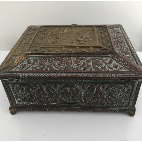 207 - Antique Bronze Medievil Style Casket
18 x 16 x 7 cms