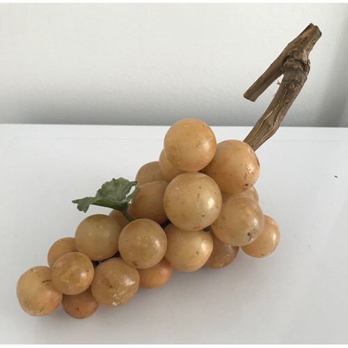 228 - C1950 Large Bunch Of Alabaster Grapes On Vine Wood Top