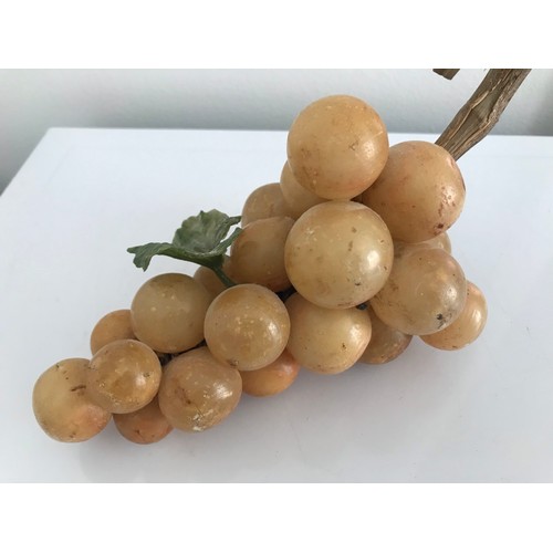 228 - C1950 Large Bunch Of Alabaster Grapes On Vine Wood Top