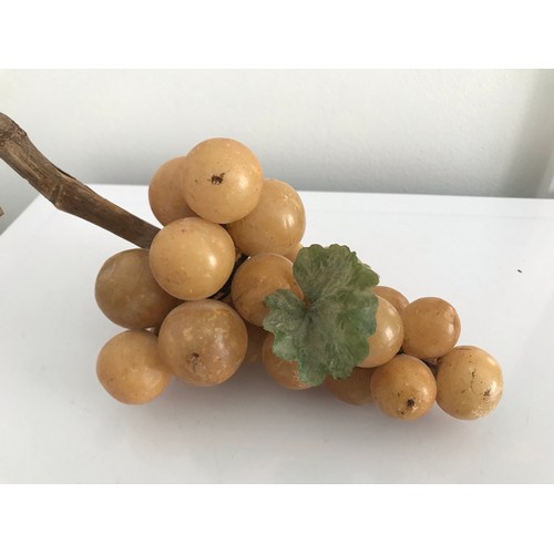 228 - C1950 Large Bunch Of Alabaster Grapes On Vine Wood Top