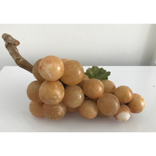 228 - C1950 Large Bunch Of Alabaster Grapes On Vine Wood Top