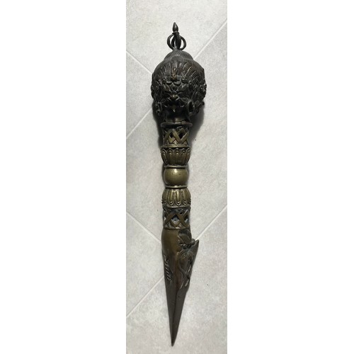 191 - Large Bronze Handcrafted Tibetan Ritual Mahakala Phurba
45 cms long