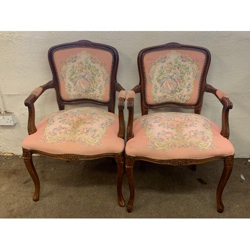 313 - A Pair Of Vintage Needlepoint Louis Arm Chairs. (2)