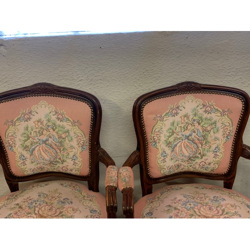 313 - A Pair Of Vintage Needlepoint Louis Arm Chairs. (2)