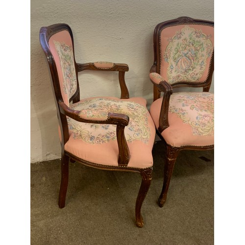 313 - A Pair Of Vintage Needlepoint Louis Arm Chairs. (2)