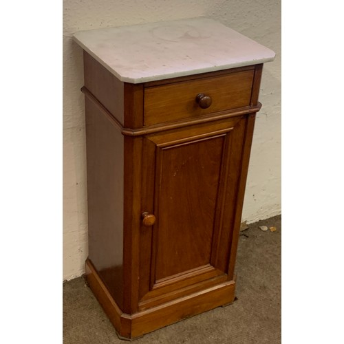 317 - French Marble Top Pot Cupboard / Night Stand 43 x 34 x 82 cms