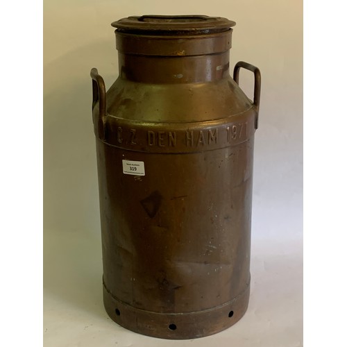 319 - Vintage 1971 Copper Milk Churn