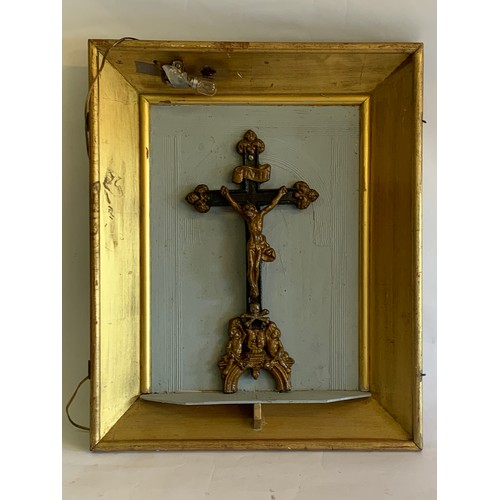 322 - Framed Metal Religious Cross  58 x 48 cms