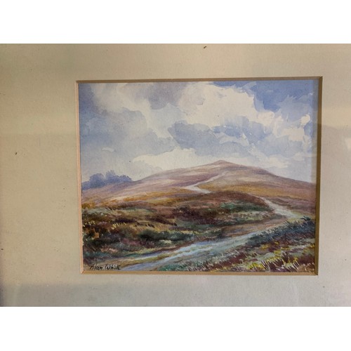 348 - Two Framed Watercolours , Pinnacle Rock And Beacon Hill By Alan White 22 x 24 cms