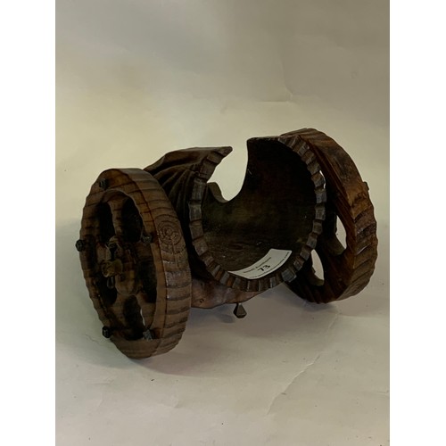 73 - Vintage Wine Bottle Holder In The Form Of A Cannon. 24 x 16 cms