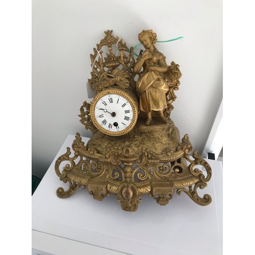 170 - Antique French Gilt Metal Clock