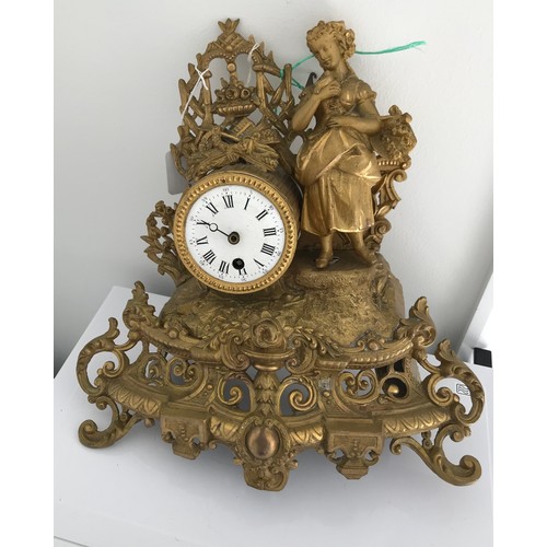 170 - Antique French Gilt Metal Clock