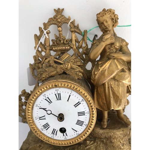 170 - Antique French Gilt Metal Clock