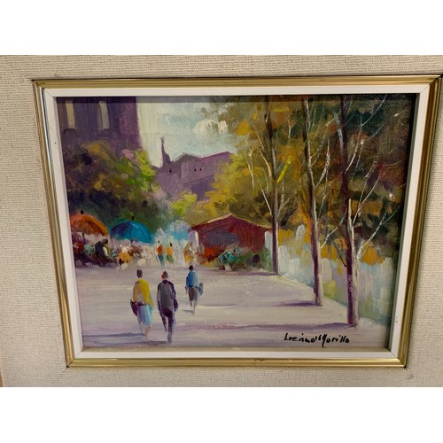 426 - Framed Parisian Street Scene Oil On Canvas Signed Bottom Right. 52 x 48 cms