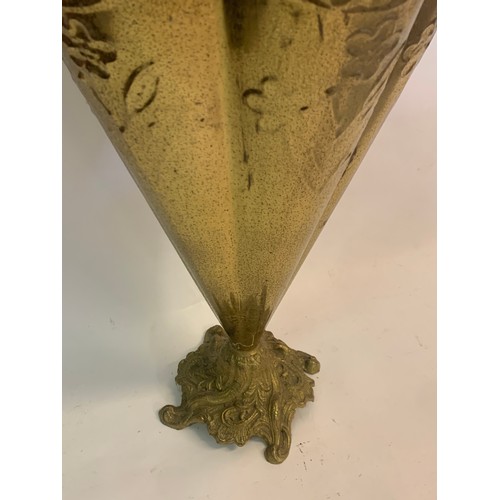 450 - Vintage Brass Stick Stand In The Form Of A Umbrella With A Dog Finial. 72 cms High