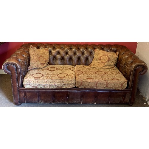 453 - Chesterfield Sofa With Upholstered Seats. 188 x 93 x 73 cms High