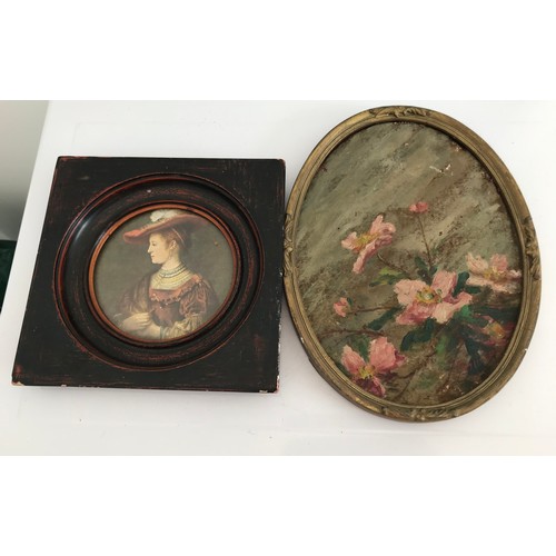 108 - Vintage Still Life Oval Painting Of Flowers In Gilt Frame And One Other
21 x 16 cms