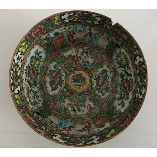 104 - 19thC Cantonese Bowl having damage
20 cms diameter x 8 cms h