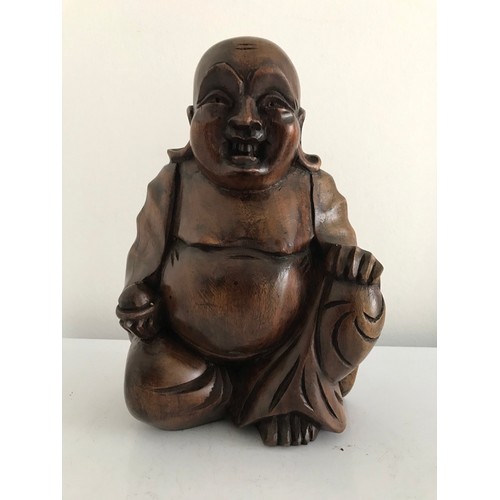 101 - Vintage Carved Wooden Statue Of The Smiling Buddha
14 x 9 x 25 cms high