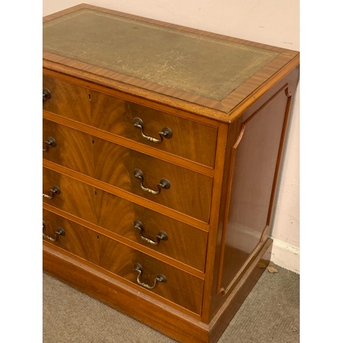 12 - Leather Top Antique Style Chest Of Four Drawers. 77 x 46 x 76 cms