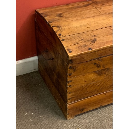 21 - Antique Pine Dome Top Trunk. 79 x 42 x 43 cms