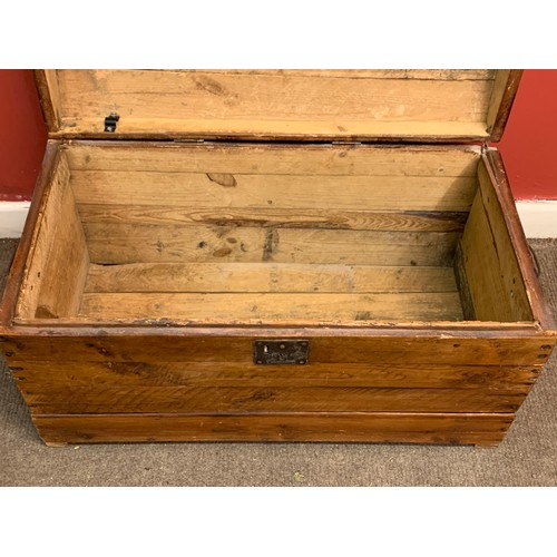 21 - Antique Pine Dome Top Trunk. 79 x 42 x 43 cms