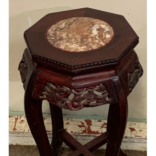 37 - Chinese Marble Top Torchiere / Plant Stand 61 cms High