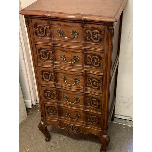 38 - French Louis Style Five Drawer Chest. 50 x 40 x 100 cms